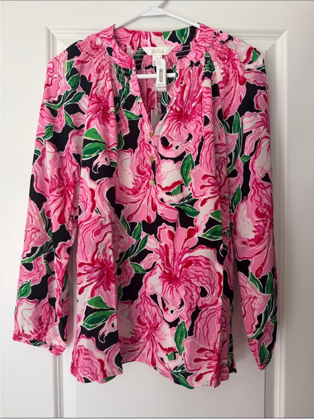 Lily Floral Pink Long-Sleeve Pullover Top
